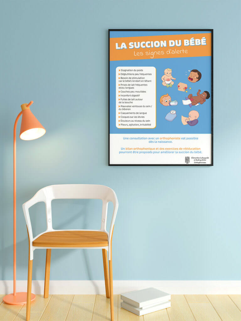 Affiche illustrée sur La succion du bébé