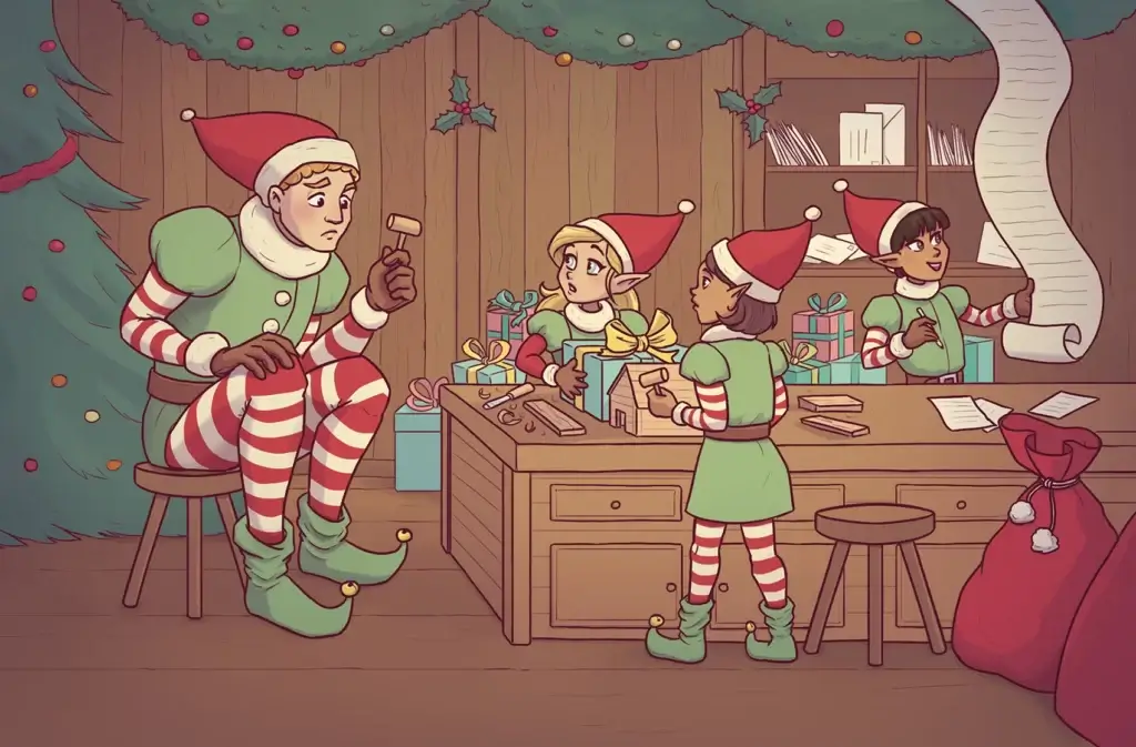 Illustration d'elfes de Noël