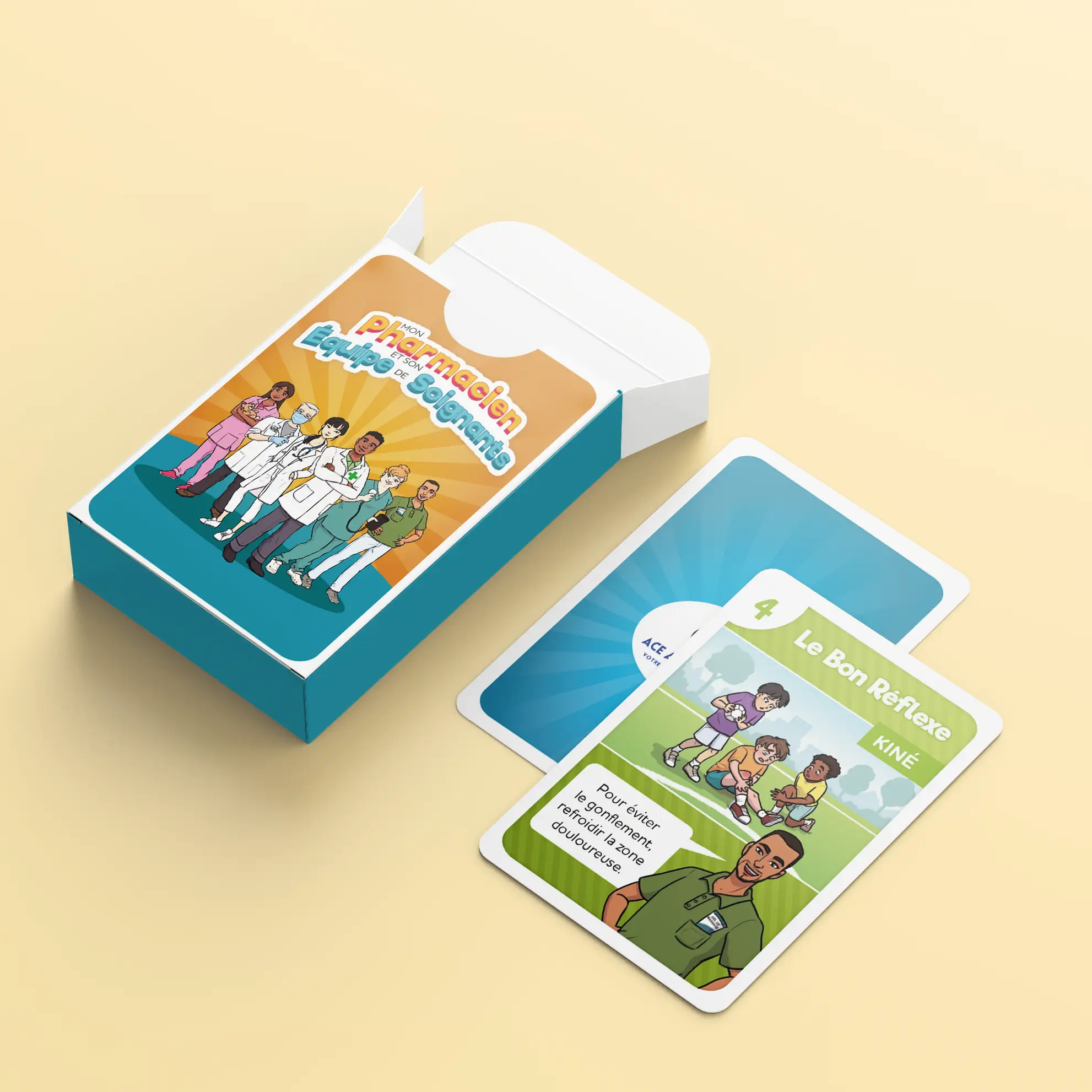 Boîte d'un jeu de cartes avec des conseils santé