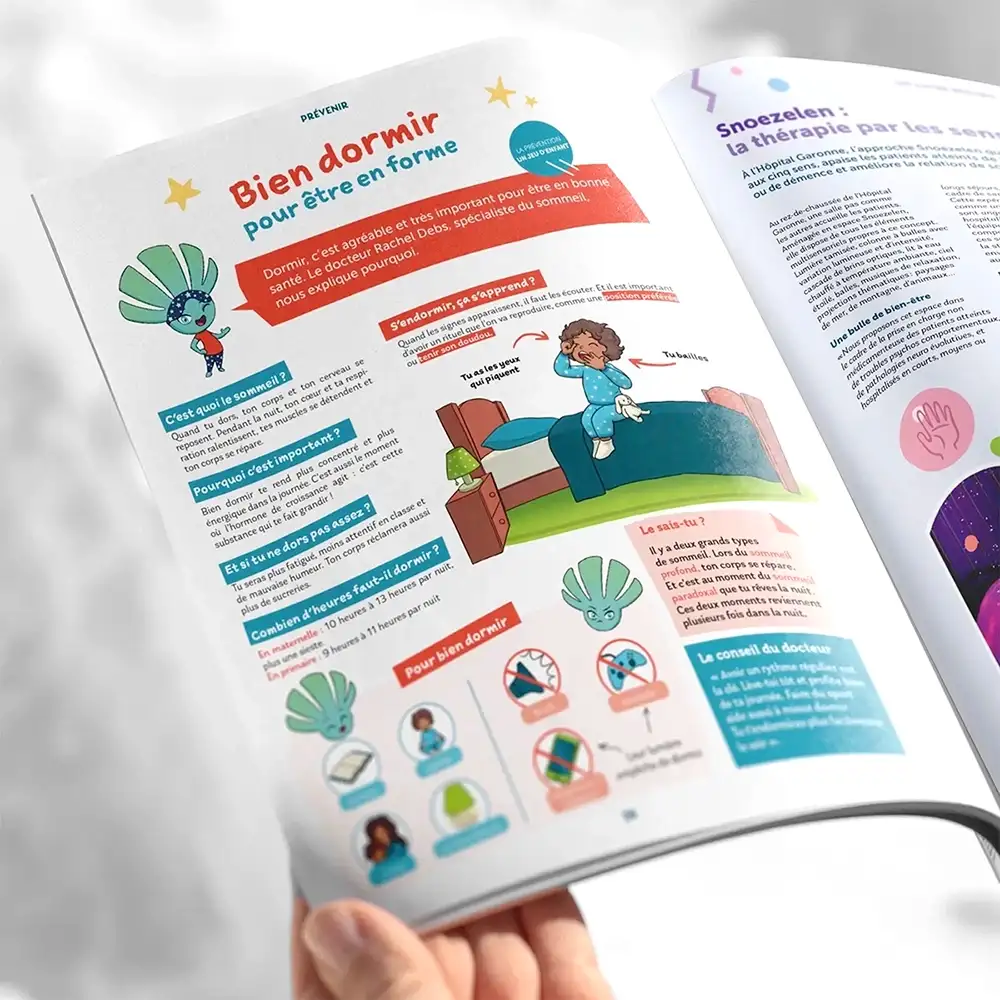 Illustrations et mise en page de la rubrique junior d'un magazine